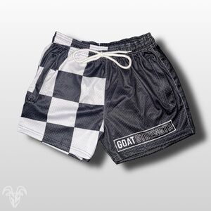 Goat Strength Half Checkered Half Black Shorts - 5 Inch Inseam mesh shorts